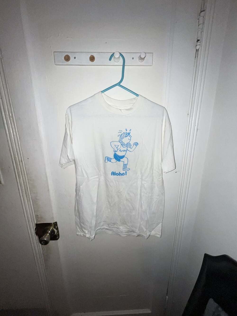 Hanes Beefy-T T-Shirt Size L 42-44 White 1982 Honolulu Fun Run Graphic
